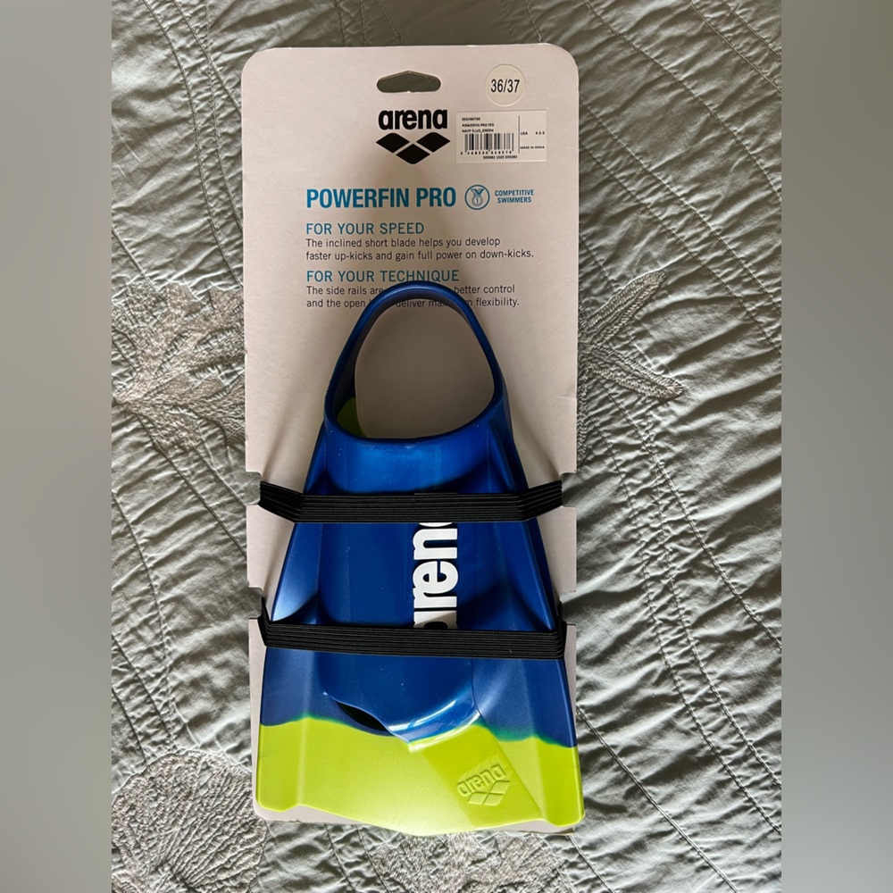 BRAND NEW Arena Powerfin Pro Swim Fins - Blue and Green